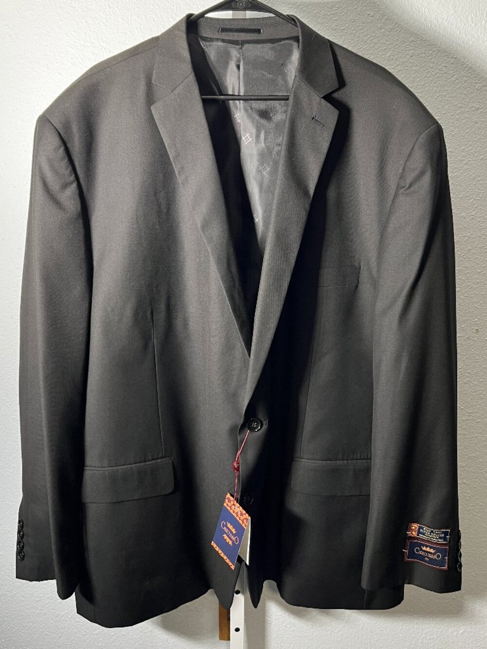 NWT Carlo Lusso 150 Black Single-Breasted Suit Jacket Blazer SZ 60R